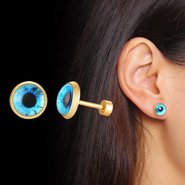 Boucles d'oreilles pendantes Modyle mauvais œil bleu Protection spirituelle ronde pour les femmes en acier inoxydable turc Brincos bijoux lustre