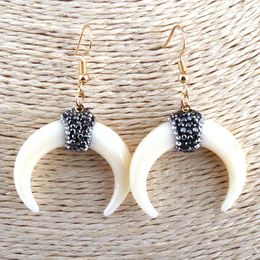 Boucles d'oreilles pendantes MOODPC Fashion Ox Horn Moon Pendant Metal Drop Earring