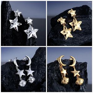 Boucles d'oreilles pendantes lune étoile, Clip d'oreille Simple et à la mode, cadeau de noël de haute qualité pour petite amie