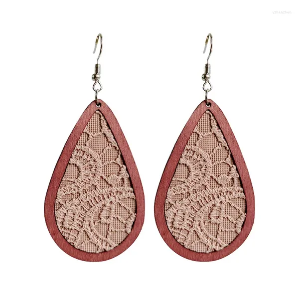 Boucles d'oreilles pendantes Morandi couleur fleurs en cuir goutte d'eau pour femmes bohème Vintage bijoux en bois cadeau de Thanksgiving en gros