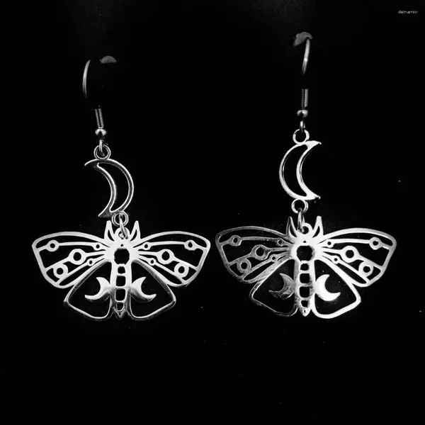 Pendientes colgantes Pendientes de polilla: joyería Accesorio gótico Goth Alt Regalo Alternativa Luna Bruja Cosplay Fantasía Hada