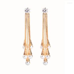 Boucles d'oreilles pendantes fête des mères offre spéciale Senior personnalisé alliage glands goutte Imitation perles mode bijoux accessoire