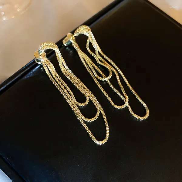 Pendientes colgantes cadena multicapa para mujer tendencia Color dorado accesorios para las orejas lóbulo moda joyería occidental regalos para niñas KAE027