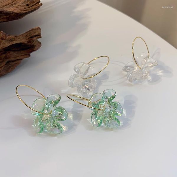 Pendientes colgantes multicolor resina de moda flor transparente largo 2023 diseños bohemios pétalo hecho a mano para mujer G