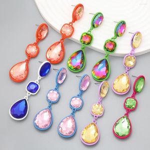 Boucles d'oreilles pendantes multicolores cristal goutte d'eau pour les femmes bijoux de mode accessoires de déclaration de Maxi Ladys