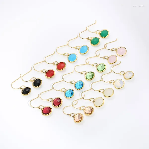 Boucles d'oreilles pendantes multicolores en zircone cubique pour femmes, Noble et élégant, couleur or, boucles d'oreilles en acier inoxydable, bijoux pour femmes, vente en gros