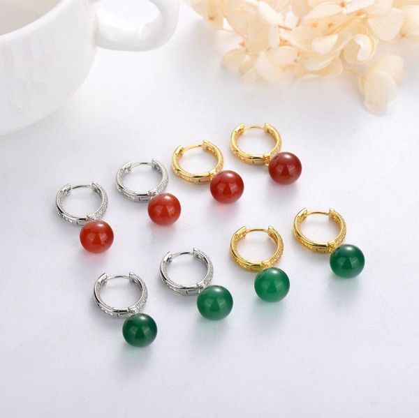 Boucles d'oreilles pendantes MxGxFam vert/rouge goutte ronde pierre boucle d'oreille pour les femmes robe élégante bijoux couleur or pur bonne qualité