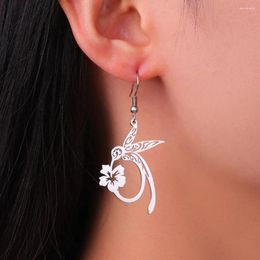 Boucles d'oreilles en pente ma forme colibri et fleurs pour femmes filles en acier inoxydable Birds floral pendentif de mode bijoux de mode