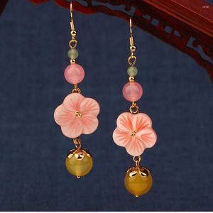 Boucles d'oreilles MYWINY Nature coquille fleur ethnique longues pierres Vintage mode bijoux pour femmes et fille de cadeau