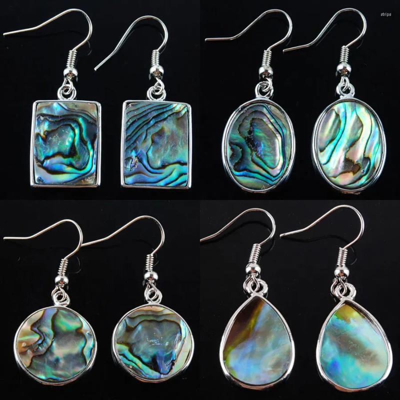 Dangle Earrings Natural Abalone Shell Pearl Hook Paua Oblong Oval Round Square Colorful Beads Drop Earring Jewelry IBR300