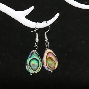 Boucles d'oreilles pendantes en coquillage d'ormeau naturel, goutte d'eau, Animal océan Paua, crochet d'oreille de plage d'été, bijoux cadeau pour femme et fille