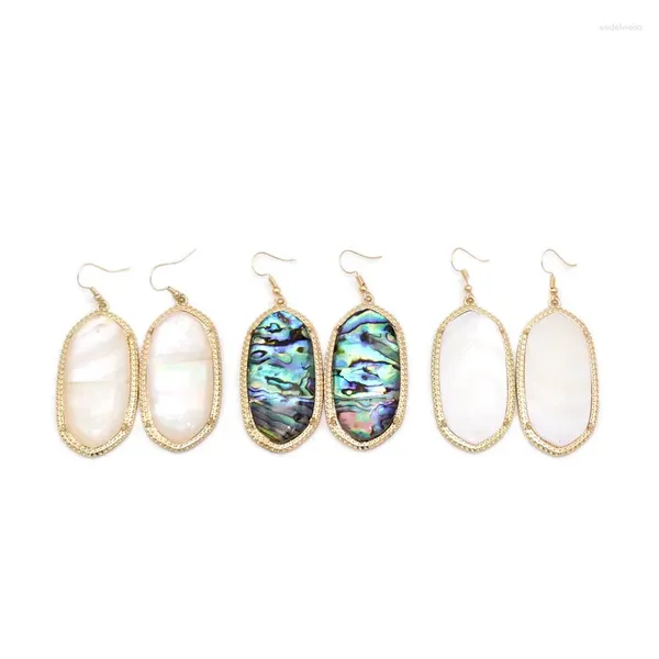 Pendientes colgantes de concha de abulón Natural con incrustaciones blancas, gota de papel transparente Simple, accesorios de joyería para mujer, regalos