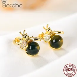 Boucles d'oreilles en peluche Amber naturel pour femmes S925 Silver Gold plaquée Bee Dominican Briné des oreilles Fine Bijoux Designer mignon cadeau à la mode