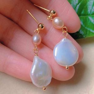 Boucles d'oreilles en peluche baroque blancs perles de perle de chaîne d'oreille d'oreille en or goujant diamant lustre en argent argenté Crystal Forme