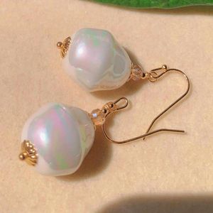 Pendientes colgantes Barroco natural Perla blanca Cristal Piedra preciosa Oro Gancho para la oreja CARNAVAL Pascua Regalos navideños DÍA DE LOS TONTOS Año Hermoso