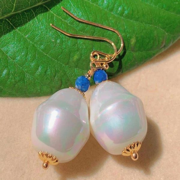 Pendientes colgantes Barroco Barroque Pearl Blue azul Turmalina Garabo de oro Hook Office de aro de suisex Candelera Gémica Moderna Niños