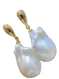 Pendientes Colgantes Colgante de Perlas Blancas del Mar del Sur Barroco Natural PLATA 925s