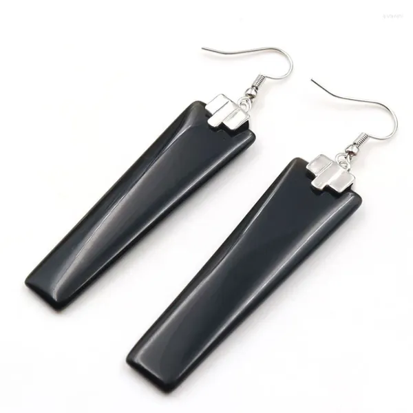 Boucles d'oreilles pendantes en obsidienne noire naturelle pour femmes et filles, rectangulaires géométriques, pierres précieuses, goutte d'eau, bijoux Chakra de guérison