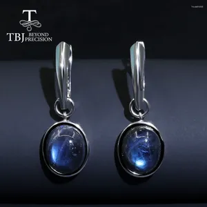 Pendientes colgantes labradorita azul Natural plata lisa mujer joyería fina 925 estilo de diseño elegante Simple