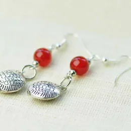 Boucles d'oreilles pendantes en cornaline naturelle, cœur, poisson, Tibet, argent, fête des mères, pâques, eau douce, cadeaux de vacances, accessoires bijoux