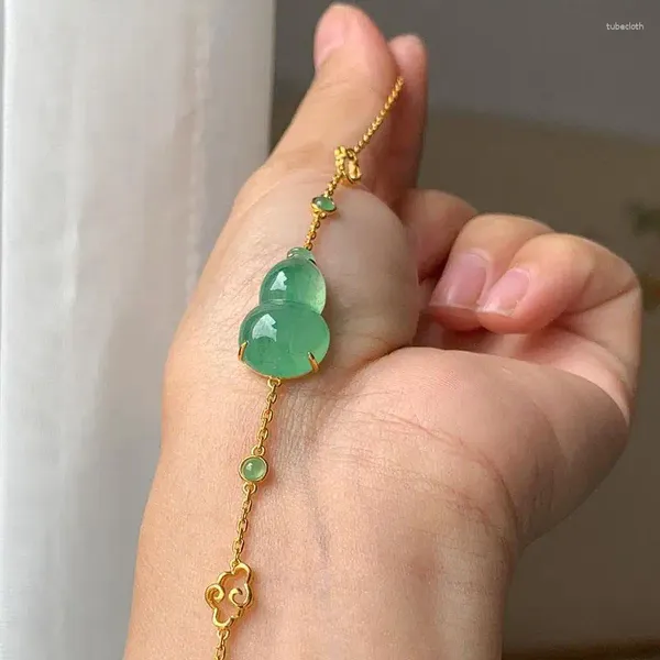 Bengelen oorbellen natuurlijke chalcedony groene kalebakband voor vrouwen zilver ingelegde originele vintage klassieke exquise armbanden sieraden