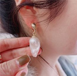 Boucles d'oreilles pendantes Naturel Culture Blanc Keshi Baroque Perle Argent Or Mignon Pour Dame Fille Cadeau
