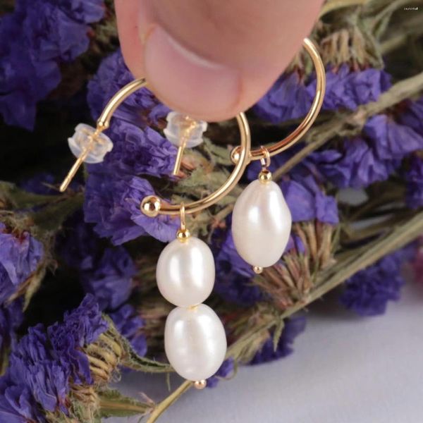 Pendientes colgantes gotas naturales arendería de perla barroca blanca 18k caída de la oreja de la altura de la boda minimalista aniversario de platino de platino aro