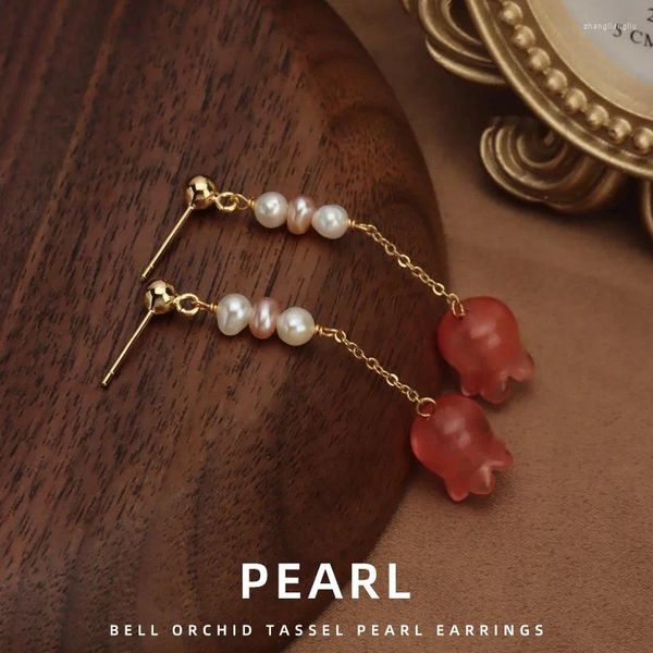 Boucles d'oreilles en peluche naturelle Perl Pure d'oreille en argent pur