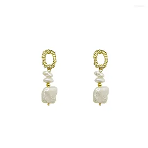 Boucles d'oreilles pendantes en perles baroques d'eau douce naturelles pour femmes, en argent S925, aiguille, tempérament, vent frais, Design sens