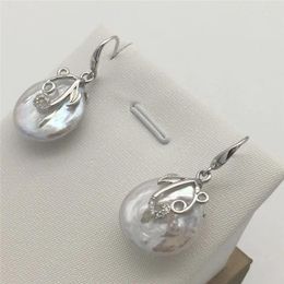 Boucles d'oreilles pendantes en forme de perle d'eau douce naturelle, perles baroques tibétaines, 17-18MM