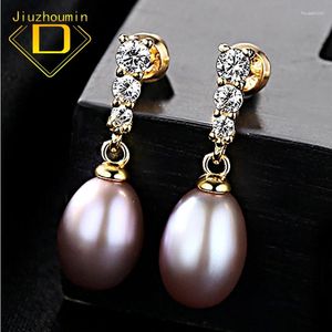 Boucles d'oreilles pendantes en argent Sterling 925, perle d'eau douce naturelle, goutte pour femmes, couleur or, bijoux fins de luxe, cadeau de noël