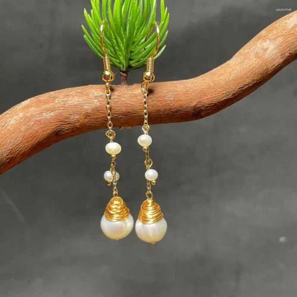 Boucles d'oreilles enjolissant la chaîne de perles de perle de perle d'eau douce naturelle hommes mecs argent perlé minimaliste diamant formel bridal platine