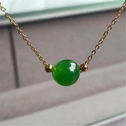 Dangle Boucles d'oreilles Naturel Vert Jade Gemstone Calcédoine 18k Or Chaîne Collier De Luxe Simple Cadeau Pour Elle Belle Mode Féminine