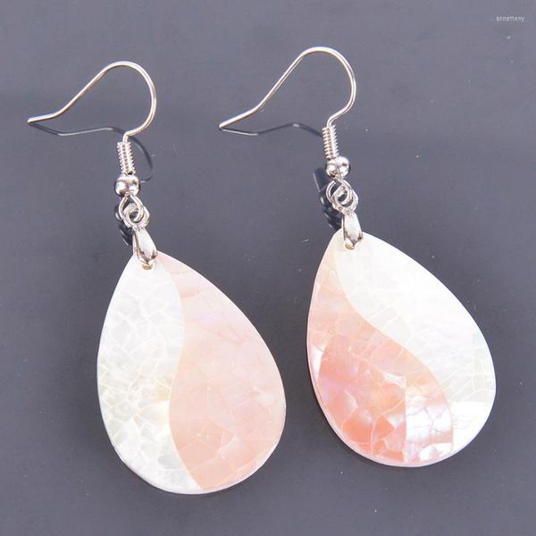 Pendientes colgantes gancho Natural abulón Shell Paua cuentas colgante Zelanda Olivary pendiente mujeres colgante joyería de moda R451