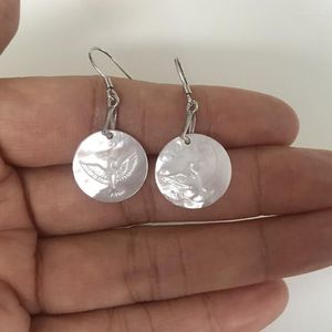 Pendientes colgantes de concha de nácar Natural de 15mm, pendiente redondo de aro de pájaro santo para mujer, regalos