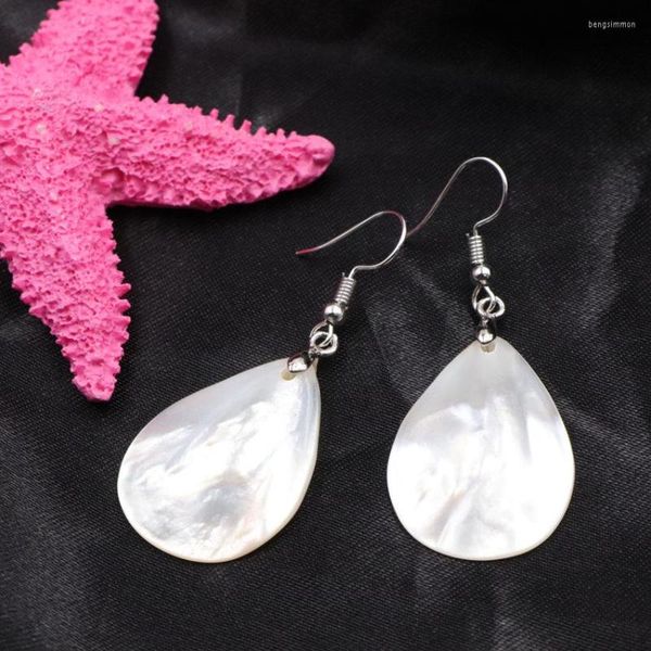 Pendientes colgantes de concha de perla Natural para mujer y niña, abulón Paua, declaración, gota de agua, adorno para oreja, joyería A837