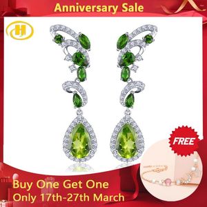 Boucles d'oreilles pendantes péridot naturel diopside boucle d'oreille en argent sterling 8,2 carats véritable pierre précieuse élégante romantique bijoux fins designs originaux