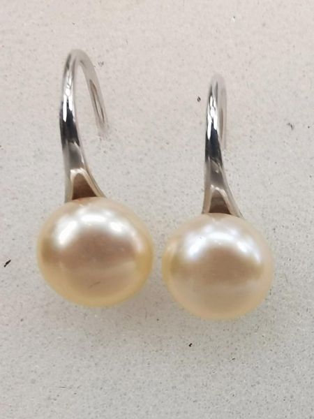 Boucles d'oreilles pendantes rose naturel, chignon de 7.8 à 8mm, perle d'eau douce et argent S925, talons hauts, crochet, une paire, vente en gros