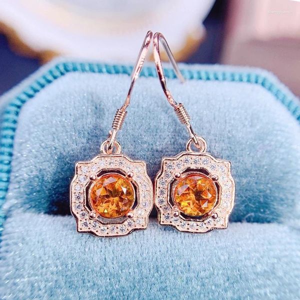 Boucles d'oreilles pendantes en Citrine naturelle véritable, Style carré, 6, 6mm, 1ct, 2 pièces, pierres précieuses, argent Sterling 925, par bijoux fins J23972