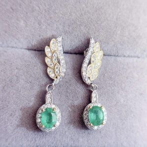 Boucles d'oreilles en peluche naturelle réelle émeraude verte drop boite de luxe style 0.5ct 2pcs Gemstone 925 sterling argent fin bijoux l243184