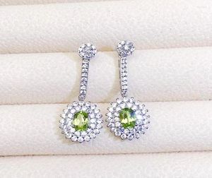 Pendientes colgantes Pendiente de gota de peridoto real natural 5 7 mm 095 ct 2 piezas de piedras preciosas de plata de ley 925 joyería fina para hombres o mujeres X215809389