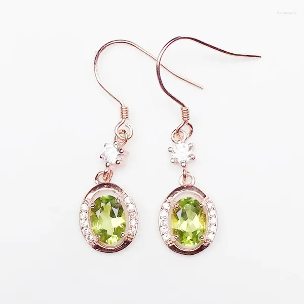 Boucles d'oreilles pendantes naturel véritable péridot boucle d'oreille goutte 5 7mm 0,95ct 2 pièces pierres précieuses 925 en argent sterling bijoux fins pour hommes ou femmes X21871