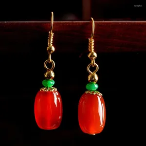 Dangle Oorbellen Natuurlijke Rode Agaat Jade DIY Charm Sieraden Mode Accessoires Handgesneden Man Vrouw Geluk Amulet Geschenken Op maat