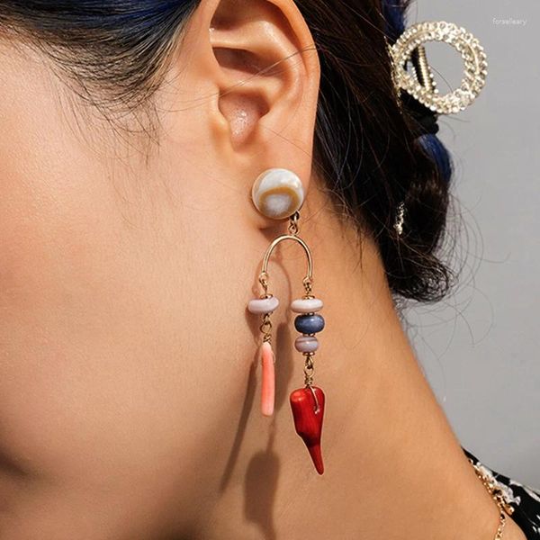 Boucles d'oreilles pendantes en cristal rouge naturel, cadeau de noël en éclats de grenat pour femmes et filles, goutte de noël