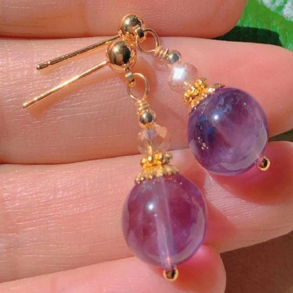 Boucles d'oreilles en peluche de chalcédoine rond naturel perles d'oreille Gold oreille d'oreille Casual Chandelier Clip-on Unisexe Handmade Bohemian Hommes