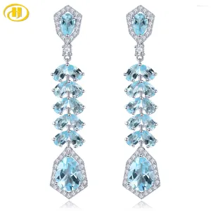 Pendientes colgantes Topacio azul cielo natural Pendiente de plata de ley 925 9,5 quilates Piedra preciosa genuina Estilo romántico Joyería fina para regalo de cumpleaños