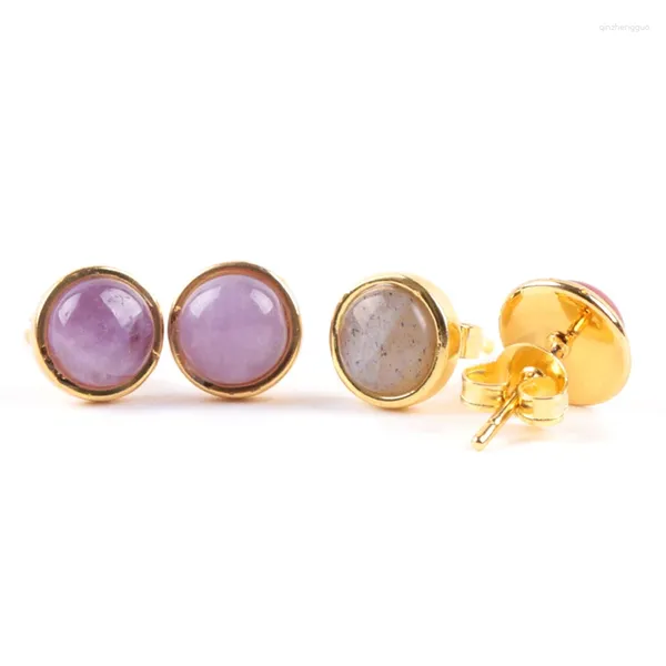 Pendientes colgantes de piedra natural, dijes de circón geométricos, pirámide Hexagonal Simple, cristal chapado en oro, joyería para mujeres y niñas, regalos