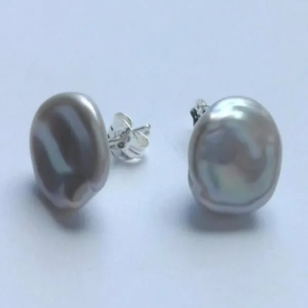 Boucles d'oreilles pendantes en forme de perle baroque blanche naturelle, clou d'oreille en argent fait à la main, pierre précieuse de mariée, minimaliste, perles formelles de tous les jours