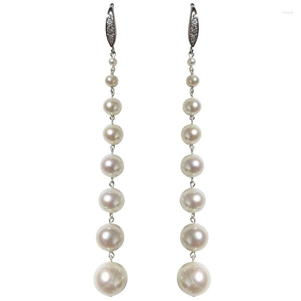 Boucles d'oreilles pendantes blanc naturel perle d'eau douce Super Long crochet d'oreille tempérament femme quatre saisons Joker Sexy luxe