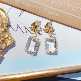 Boucles d'oreilles en pente à l'aiguille Gold Color Crystal Drop pour les femmes de style coréen pour dames Géométrie Brincos d'oreille L4E694